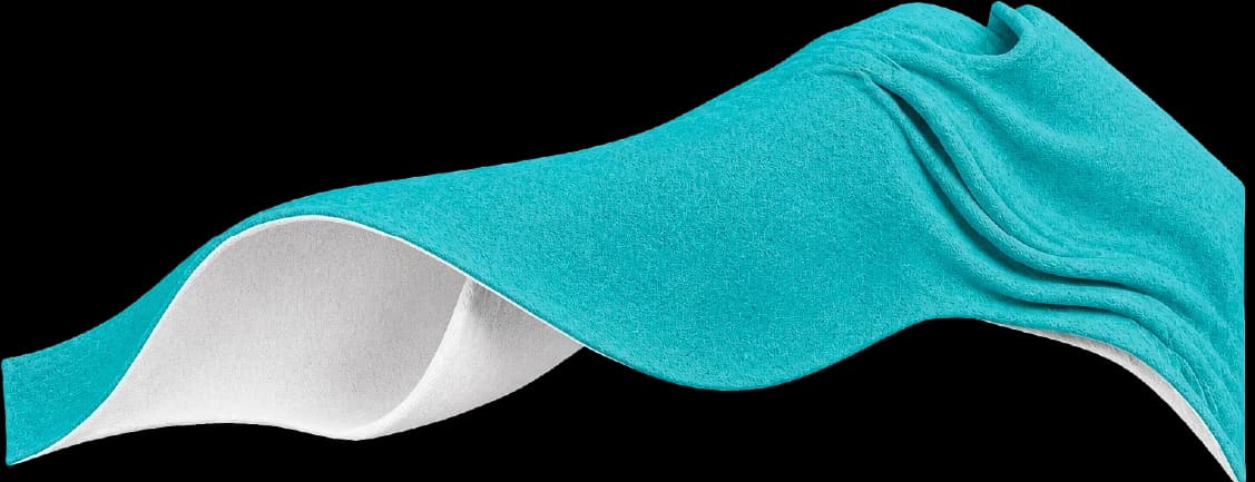 Tela de color turquesa con caída fluida y reverso blanco.